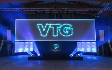 Blue light show with LED screen at VTG event